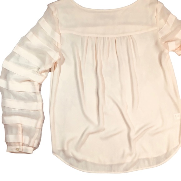 LOFT - Semi Sheer Light Apricot Long Sleeve Blouse - S (Fits like A Medium) - Picture 14 of 16